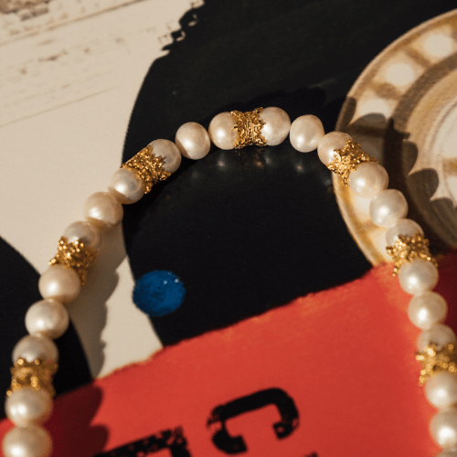 Collana in Perle Vere con Corona (Oro)
