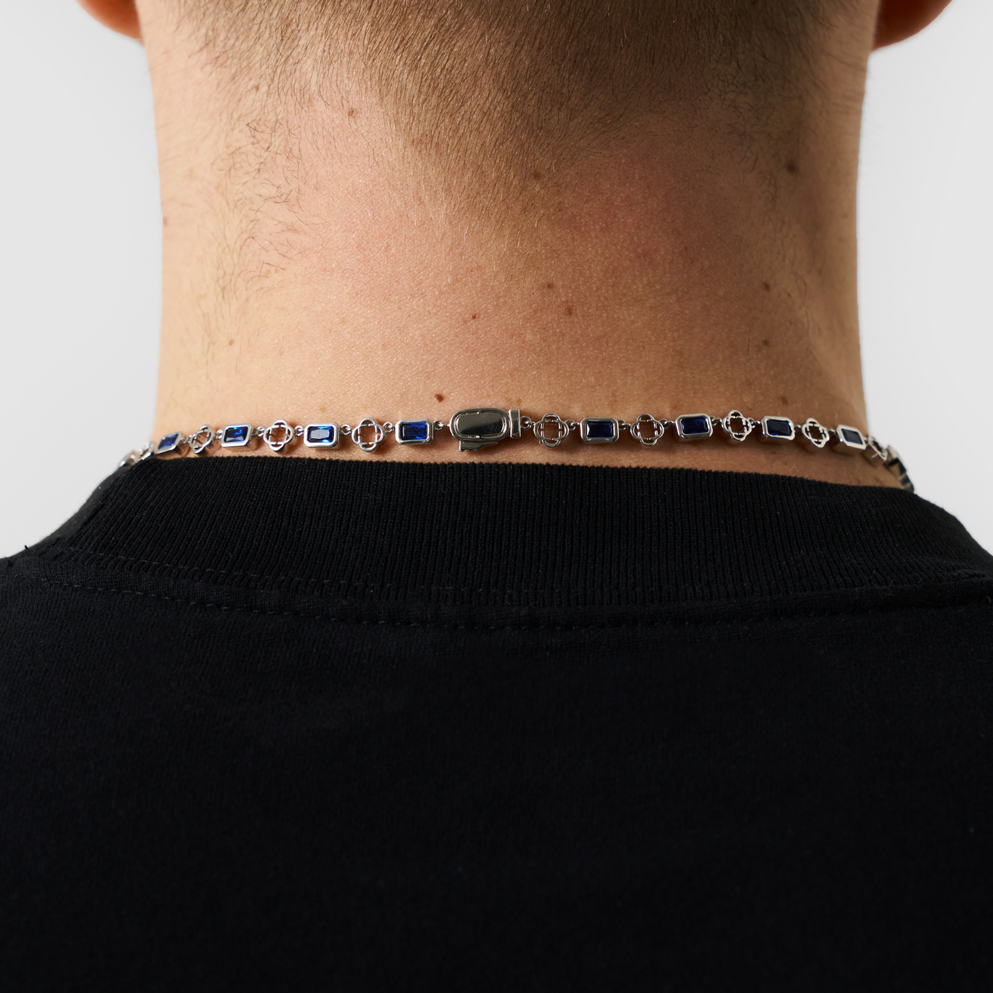 Collana a Trifoglio in Gemma Blu (Argento)