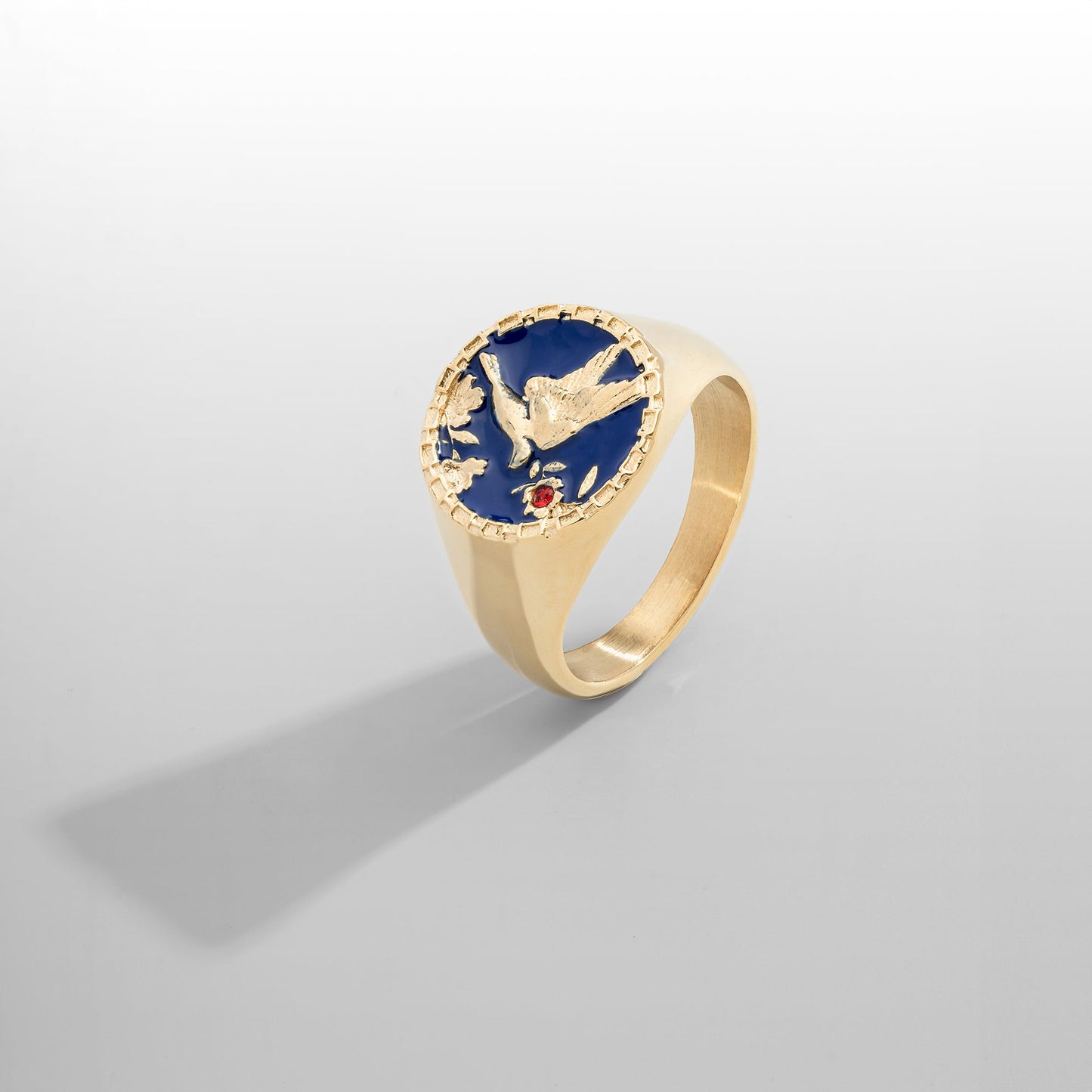 Anello Signet in Smalto con Swallow (Oro)