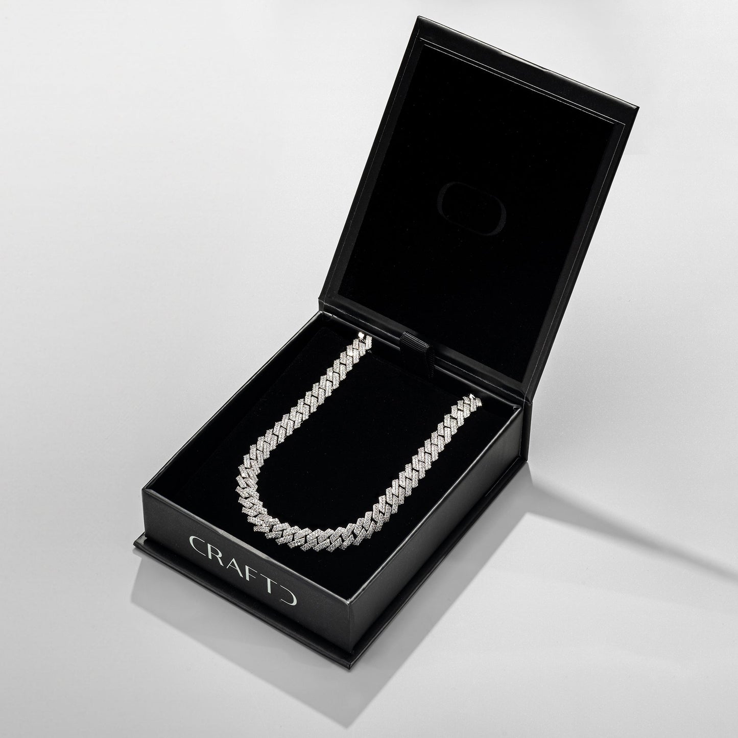Collana Cubana Iced Prong Link (Argento) 8mm