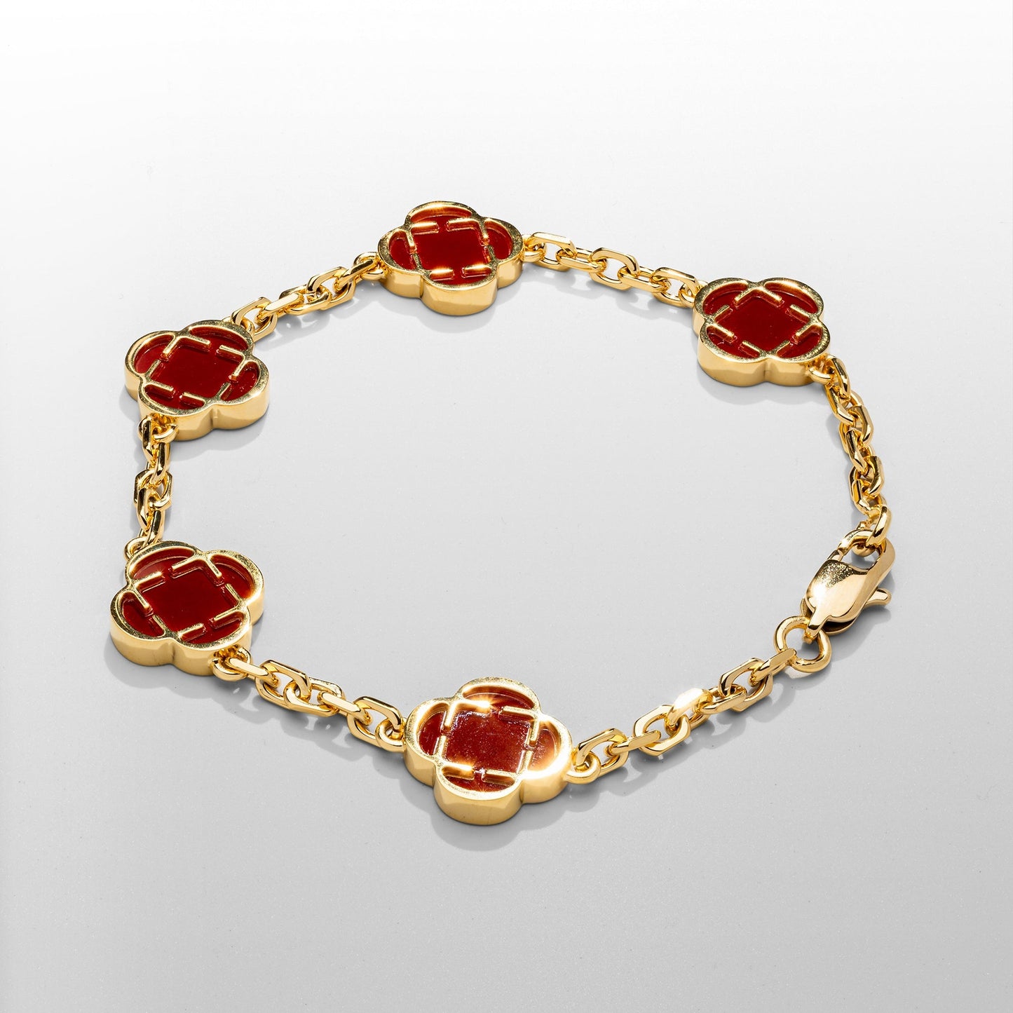Bracciale in Pietra di Trifoglio Rosso (Oro)
