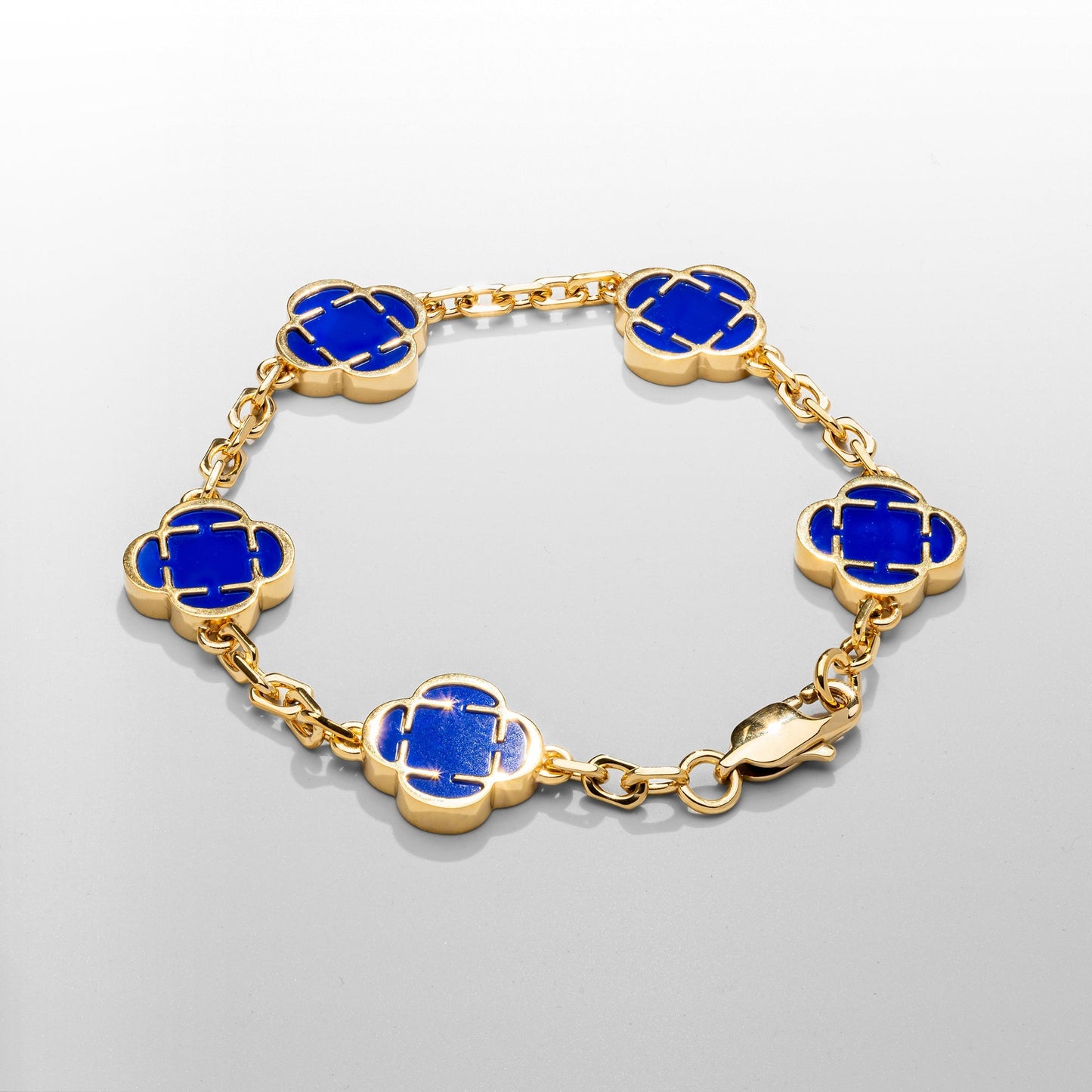 Bracciale in Pietra di Trifoglio Blu (Oro)