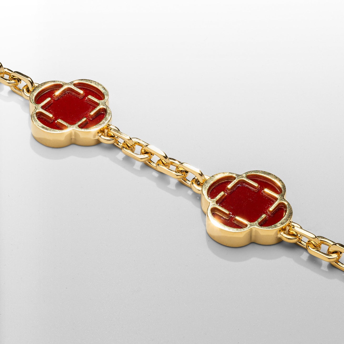 Bracciale in Pietra di Trifoglio Rosso (Oro)
