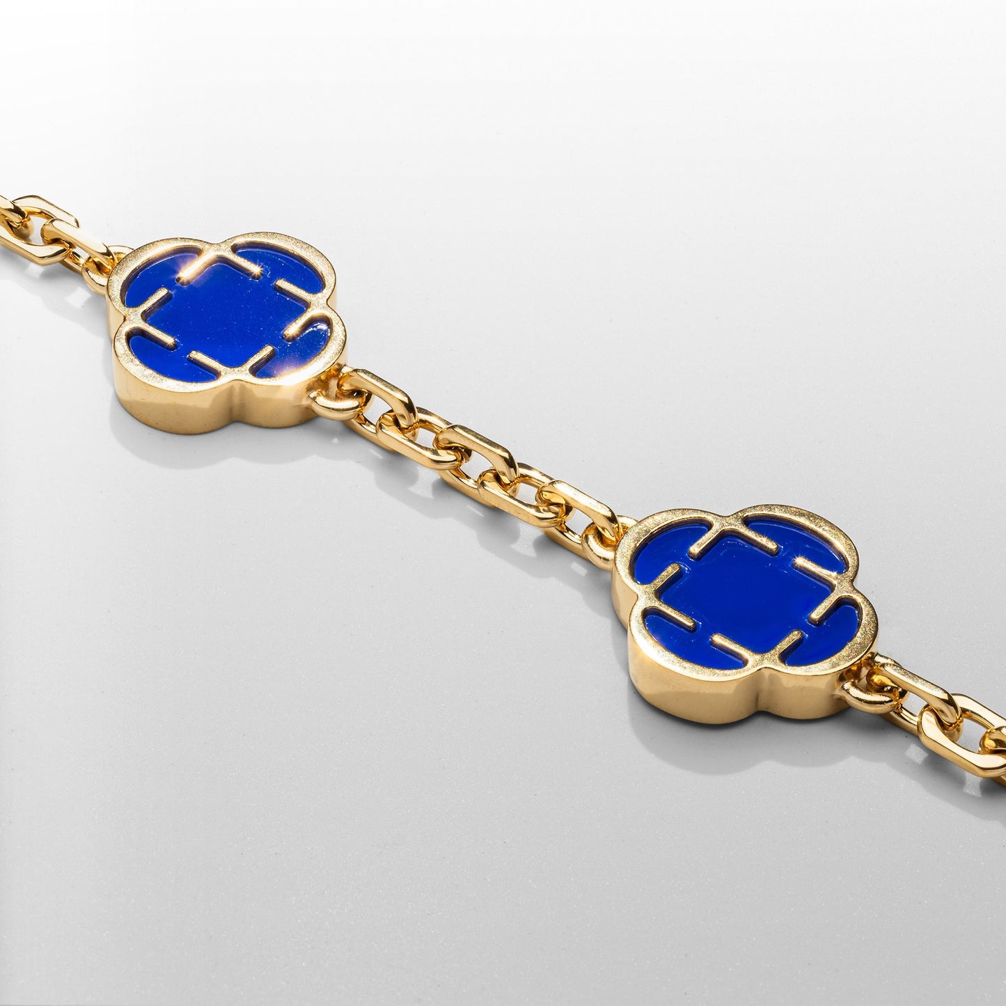 Bracciale in Pietra di Trifoglio Blu (Oro)