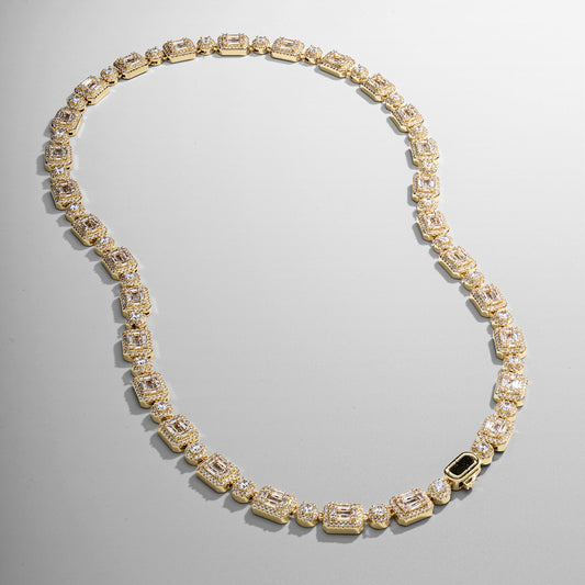 Collana Iced con Link a Baguette (Oro)