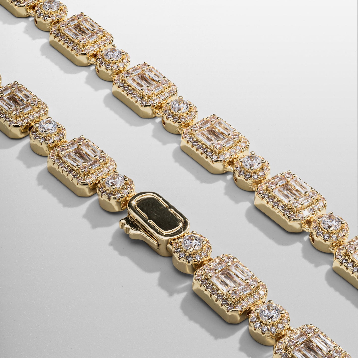 Collana Iced con Link a Baguette (Oro)