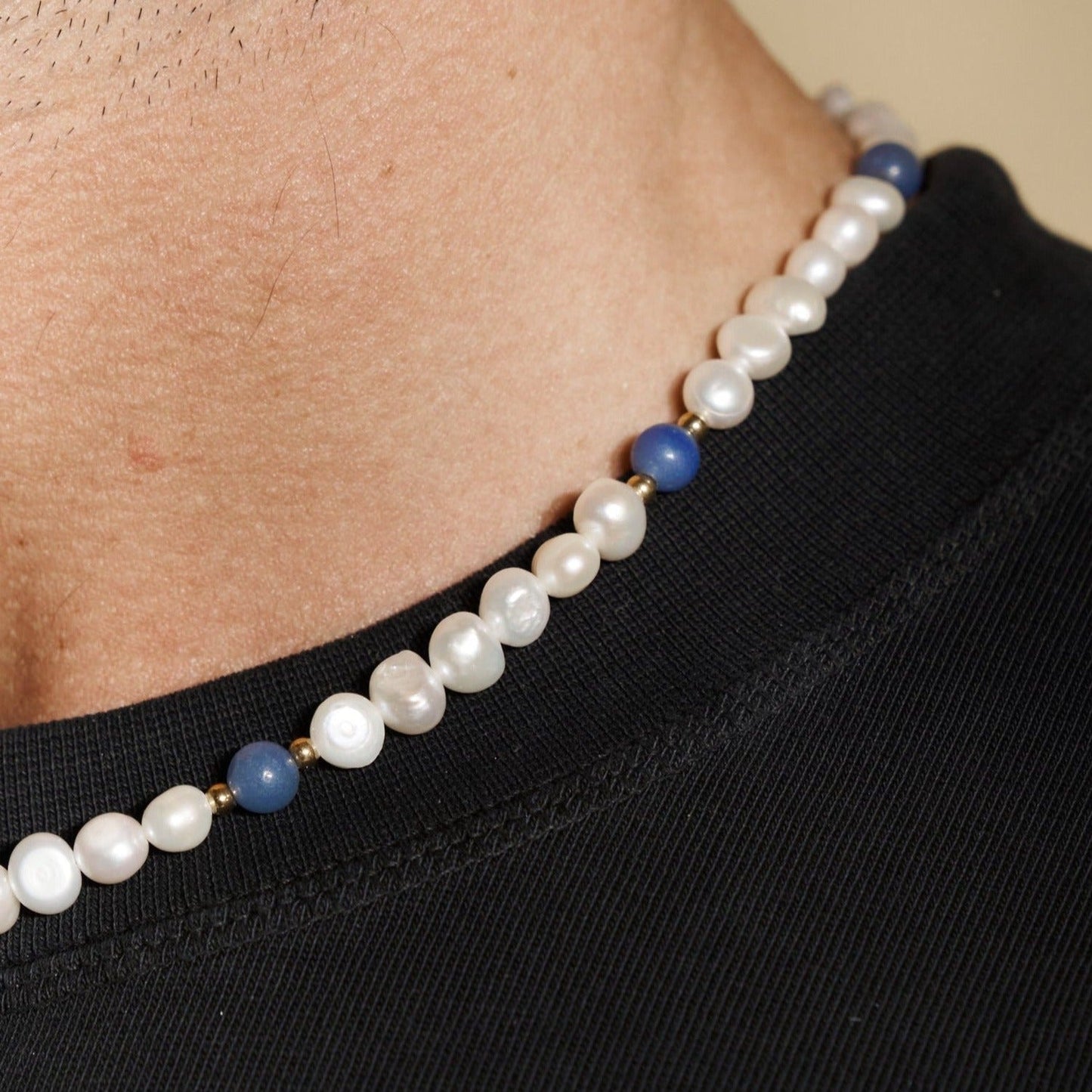 Collana in Perle Vere - Blu Cobalto