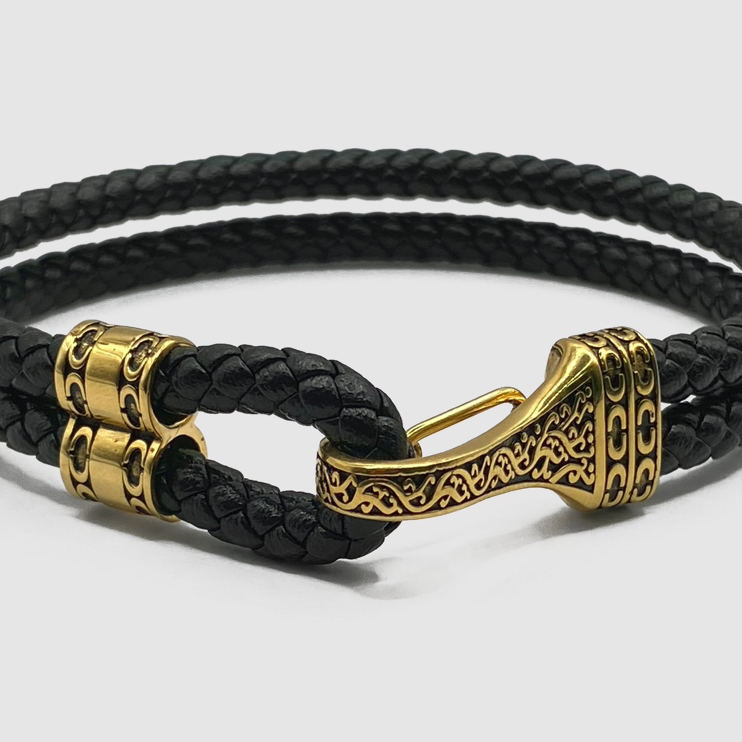 Bracciale in Pelle con Corda (Oro)