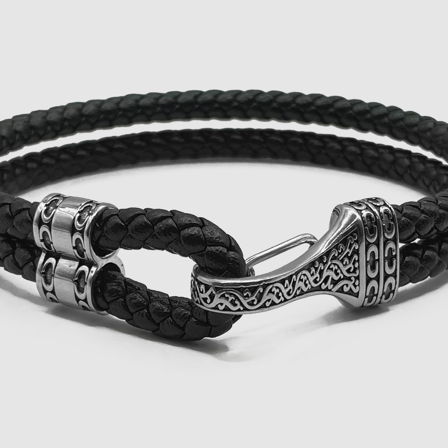 Bracciale in Pelle con Corda (Argento)