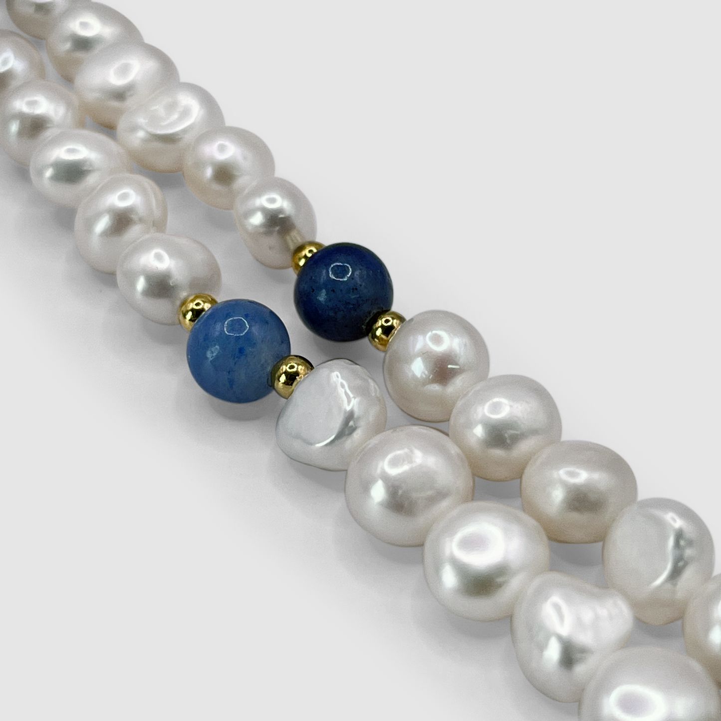 Collana in Perle Vere - Blu Cobalto