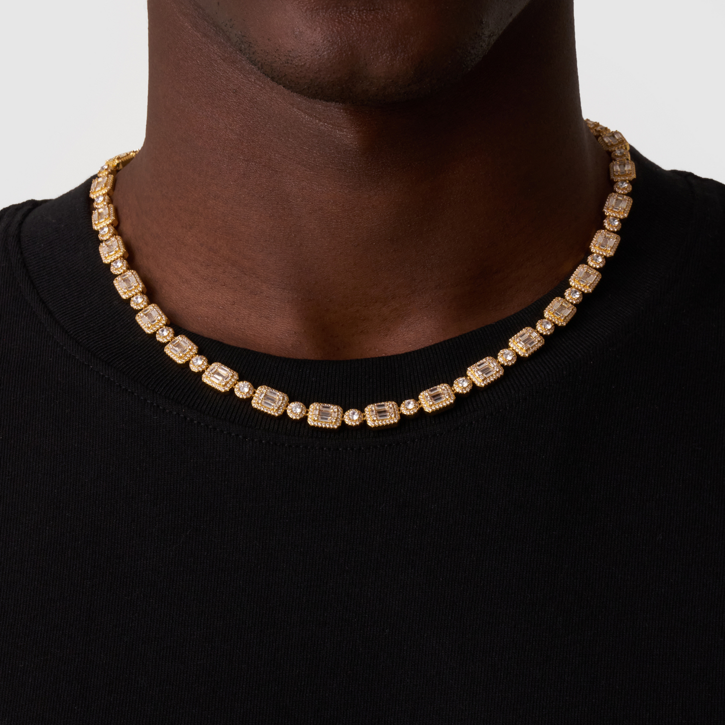 Collana Iced con Link a Baguette (Oro)