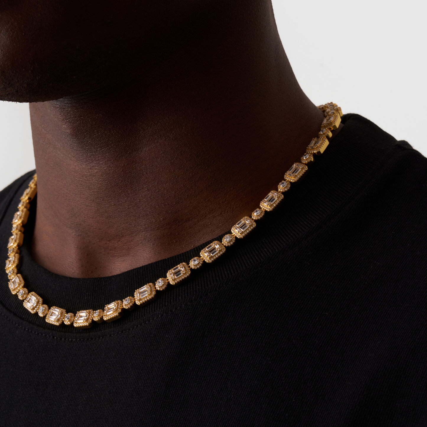 Collana Iced con Link a Baguette (Oro)