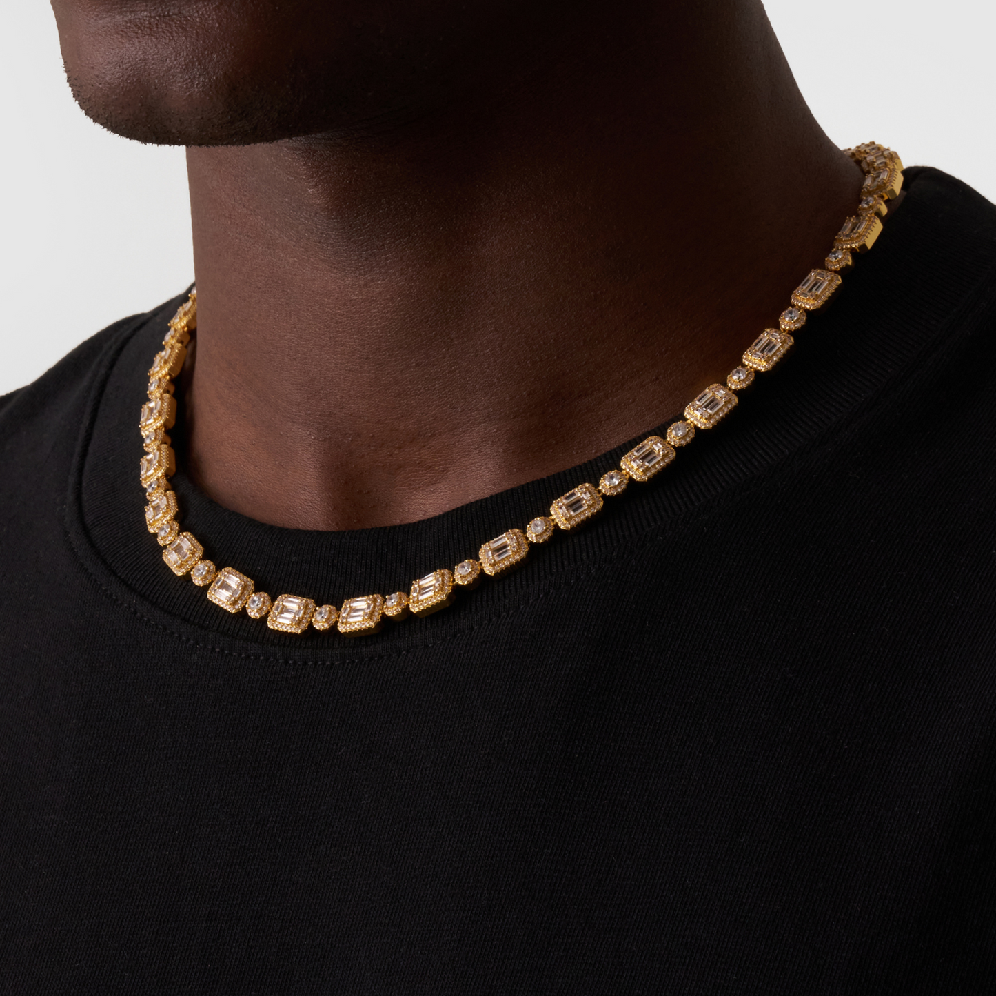 Collana Iced con Link a Baguette (Oro)