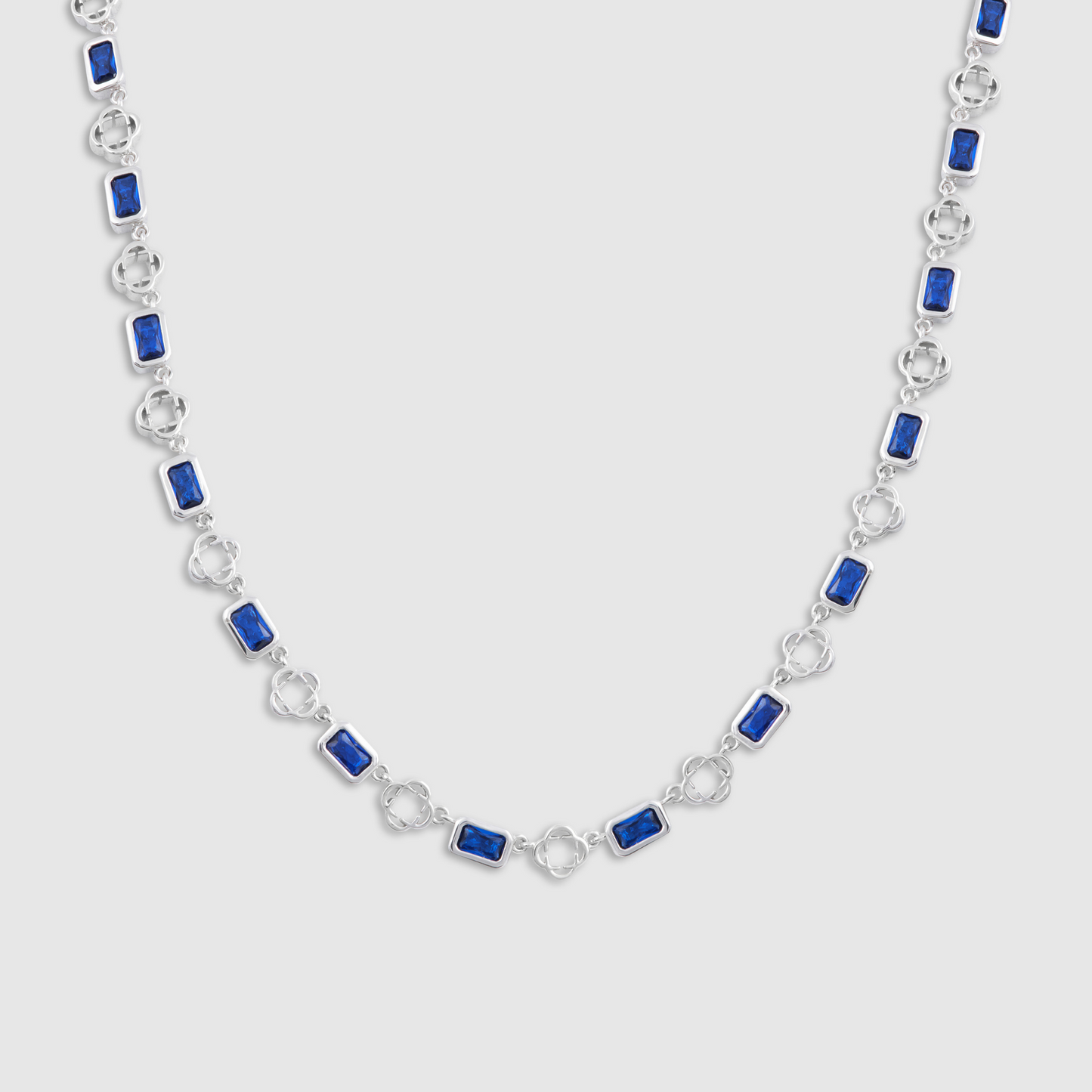 Collana a Trifoglio in Gemma Blu (Argento)