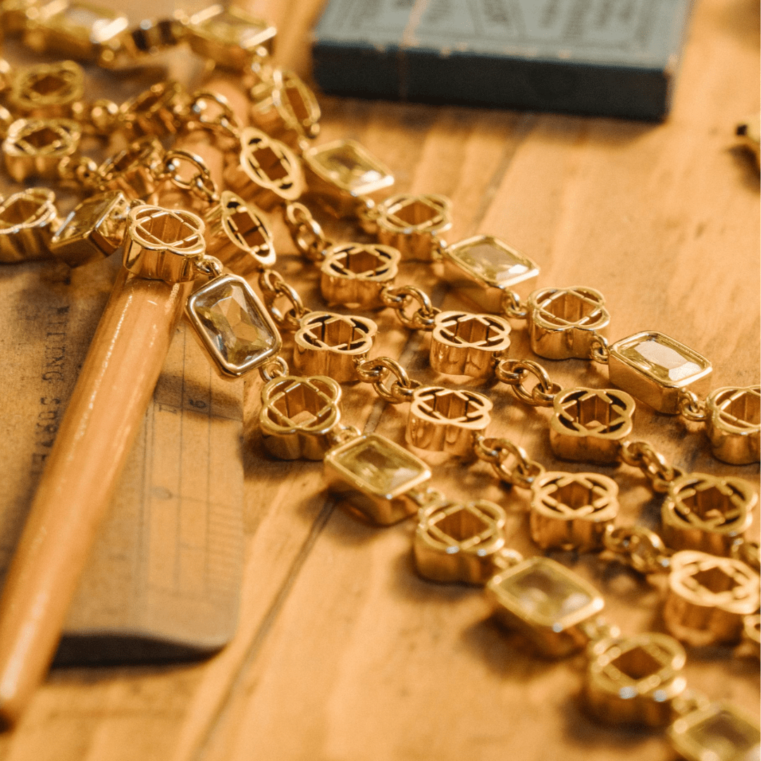 Collana a Quadrifoglio in Gemma Gialla (Oro)