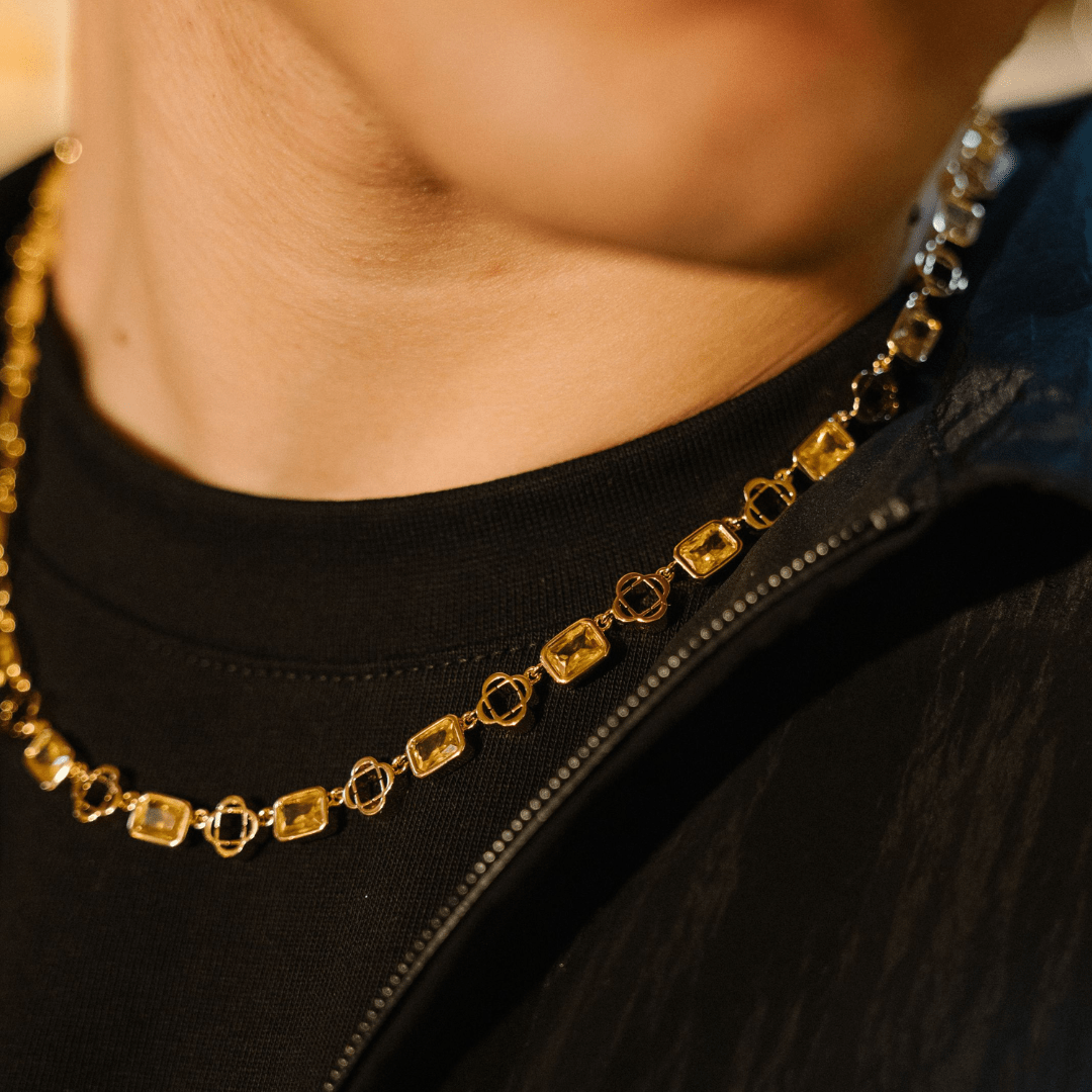 Collana a Quadrifoglio in Gemma Gialla (Oro)