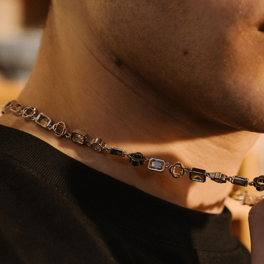 Collana a Quadrifoglio in Gemma Gialla (Argento)