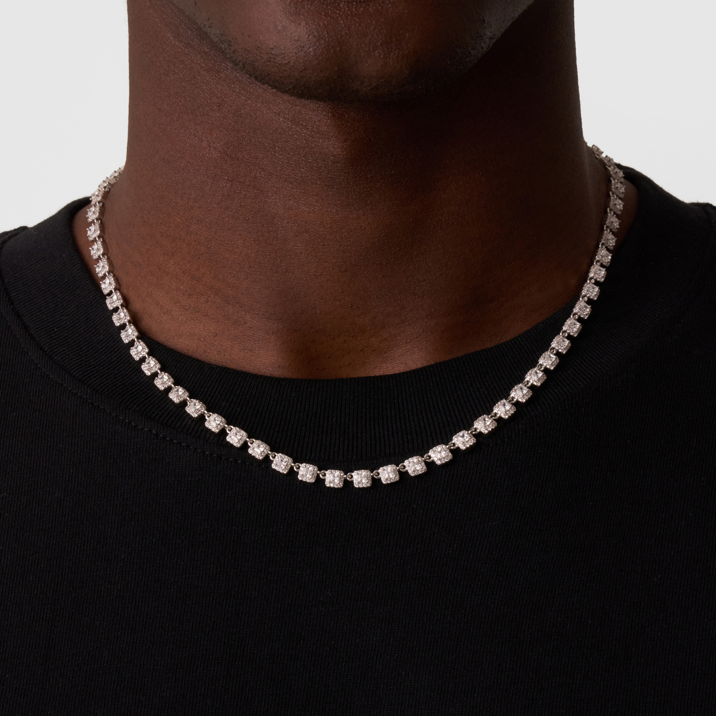 Collana Tennis Cluster Stone (Argento)