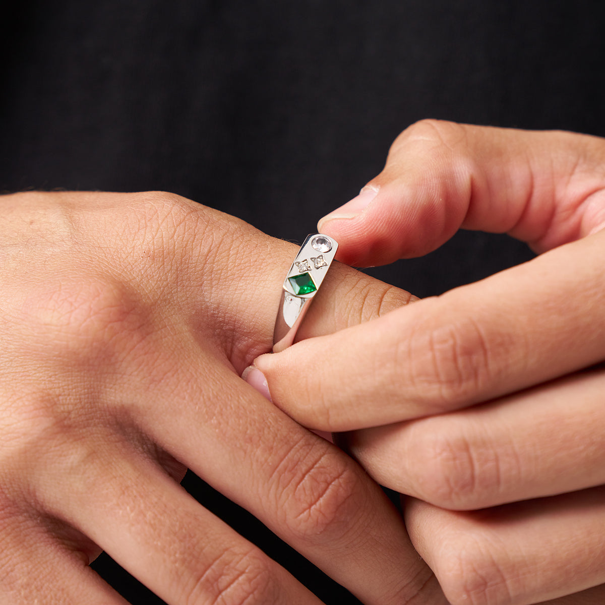 Anello Signet Vintage in Pietra (Argento)
