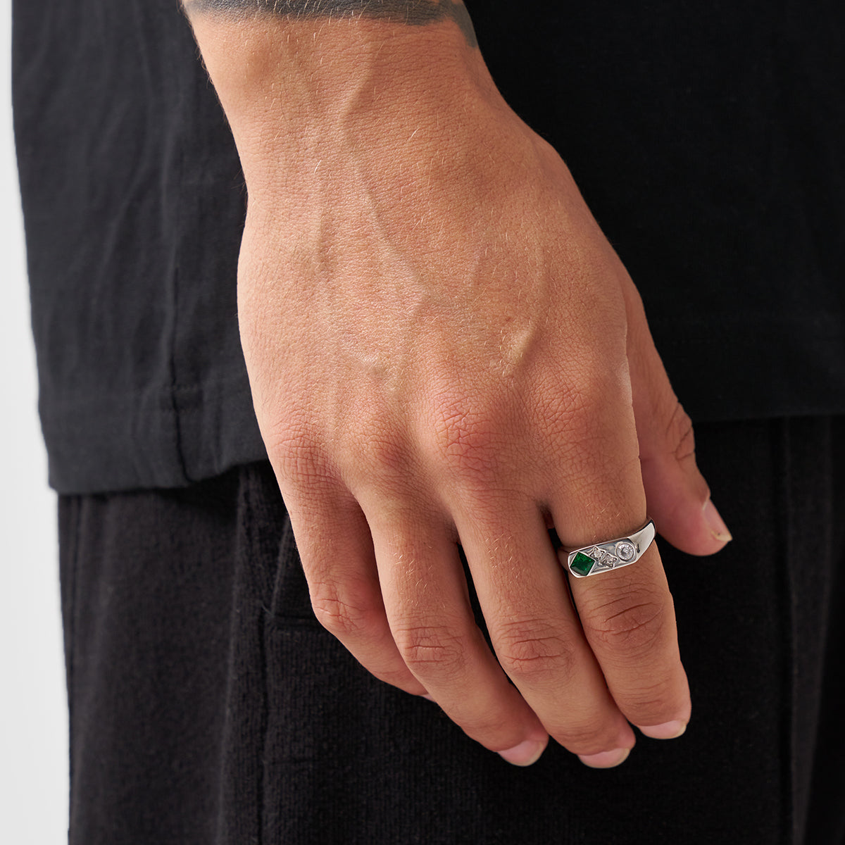 Anello Signet Vintage in Pietra (Argento)