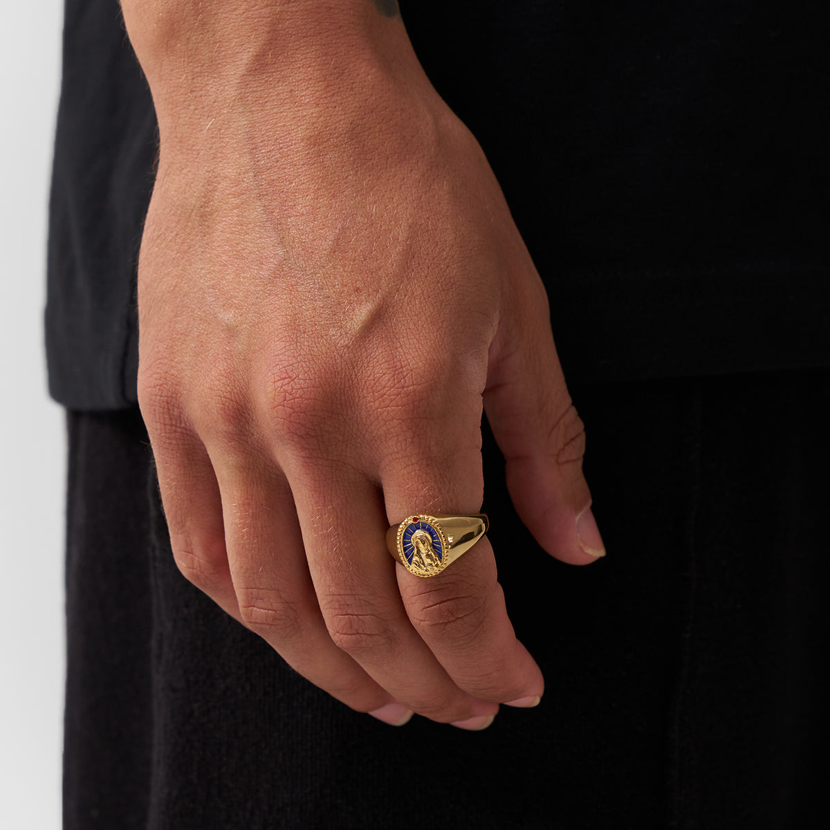 Anello Sigillo in Smalto della Vergine Maria (Oro)
