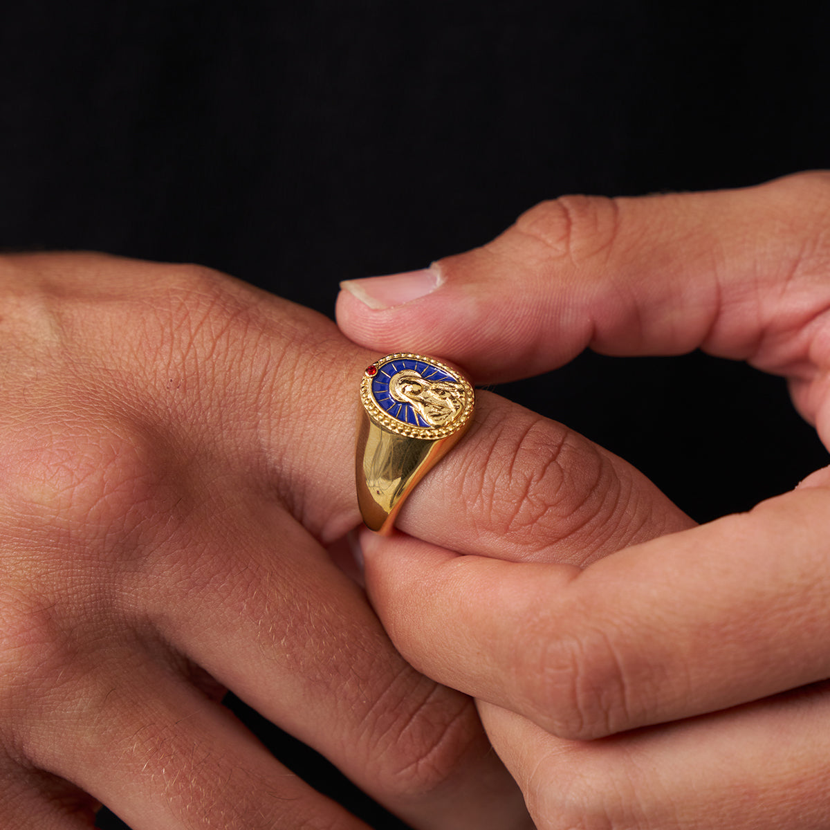 Anello Sigillo in Smalto della Vergine Maria (Oro)