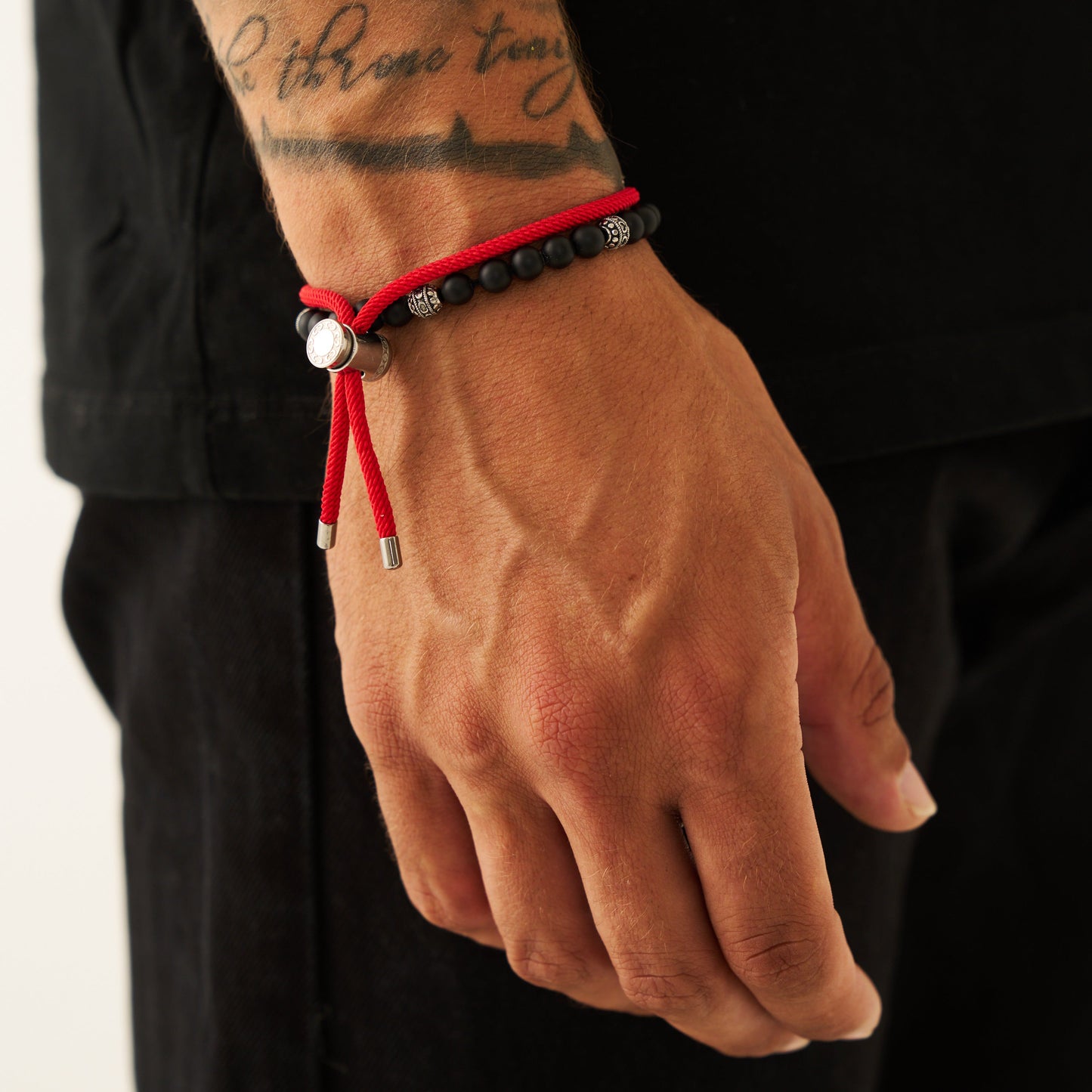 Bracciale con Chiusura a Corda Rossa (Argento)
