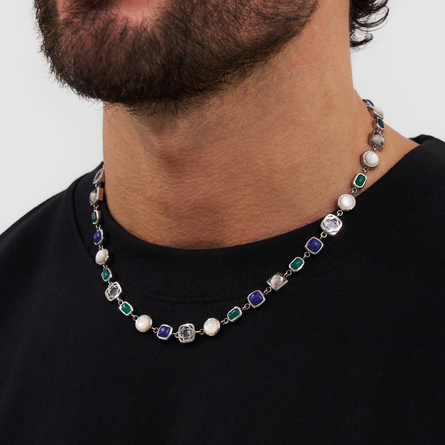 Collana in Gemma di Cristallo Blu (Argento)