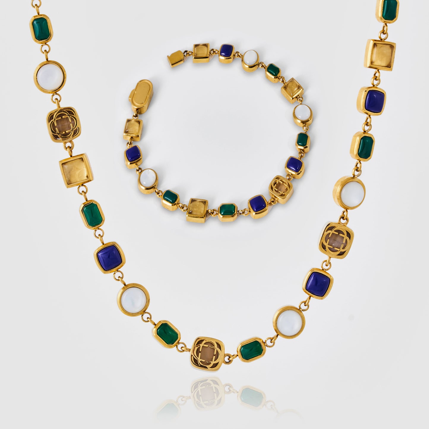 Set di Gemme in Cristallo Blu (Oro)
