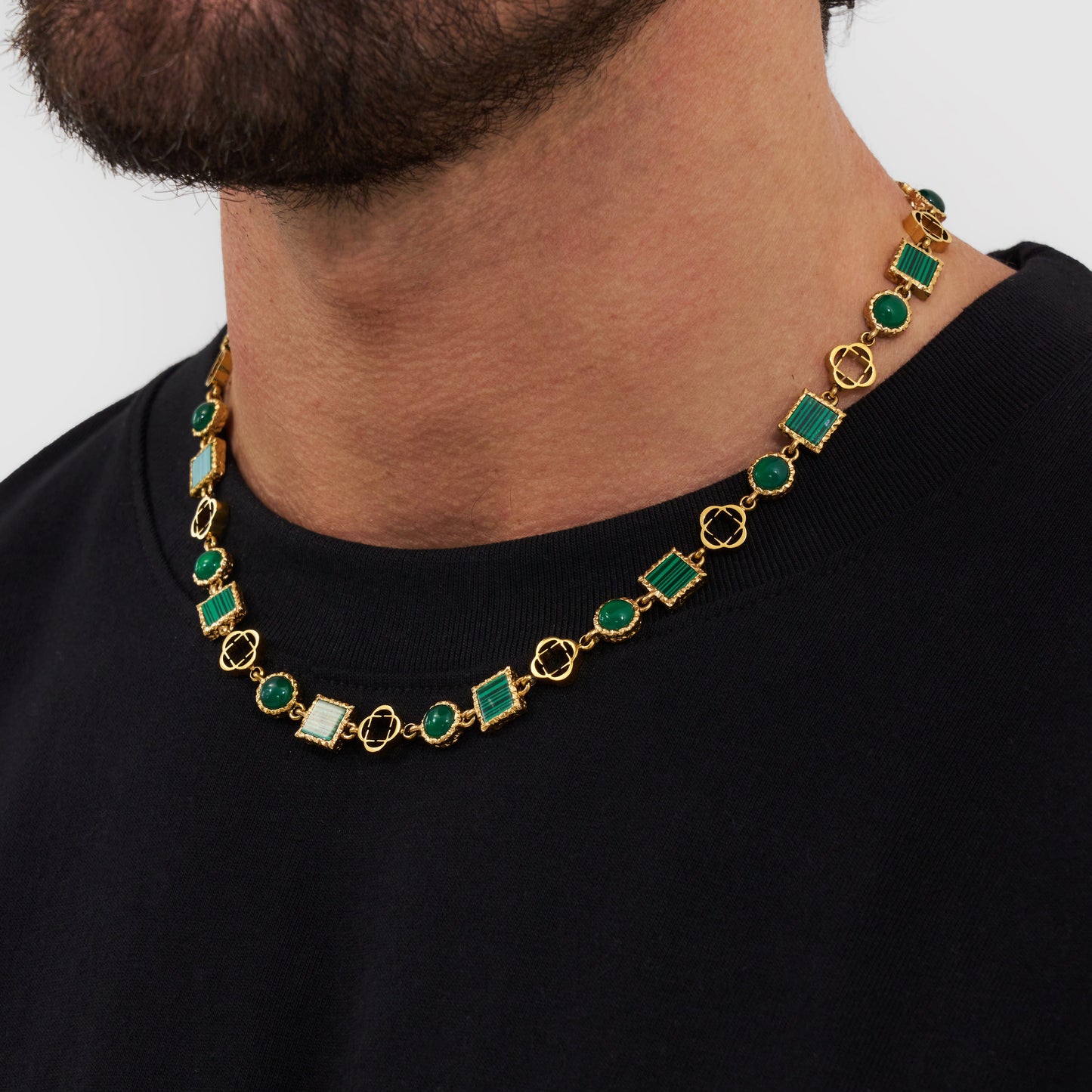 Collana in Gemma di Quarzo Verde (Oro)