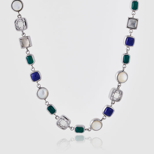 Collana in Gemma di Cristallo Blu (Argento)