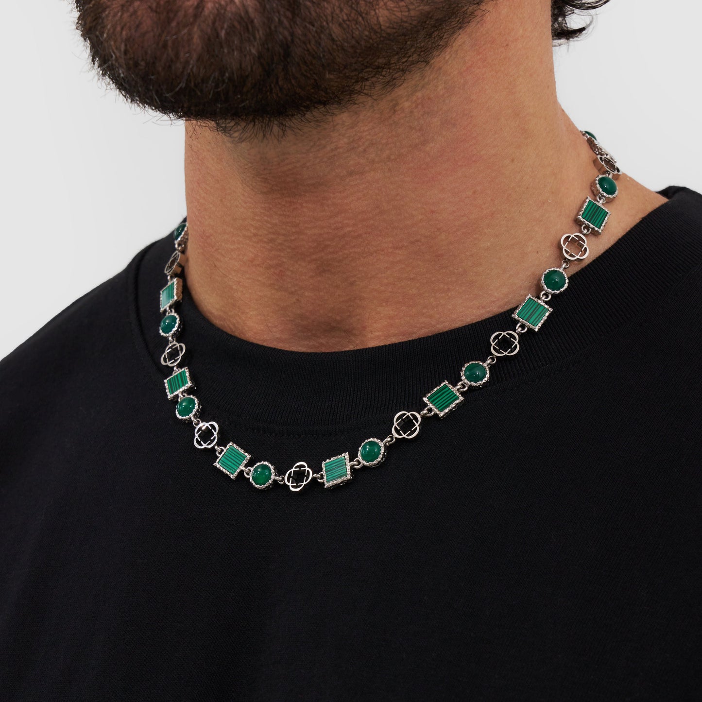 Collana in Pietra Preziosa di Quarzo Verde (Argento)