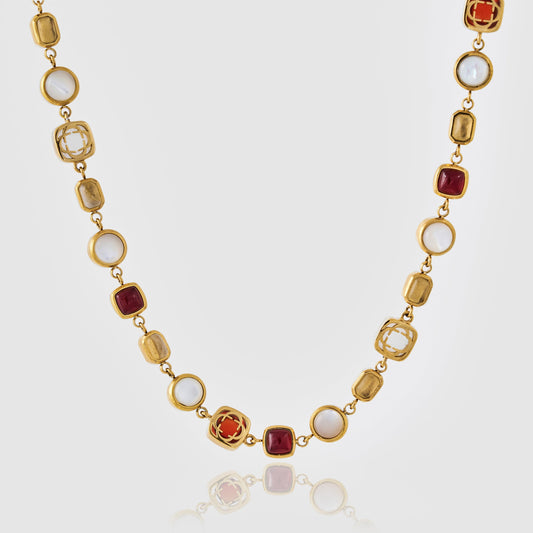 Collana di Gemma di Cristallo Rosso (Oro)
