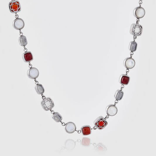 Collana di Gemme di Cristallo Rosso (Argento)
