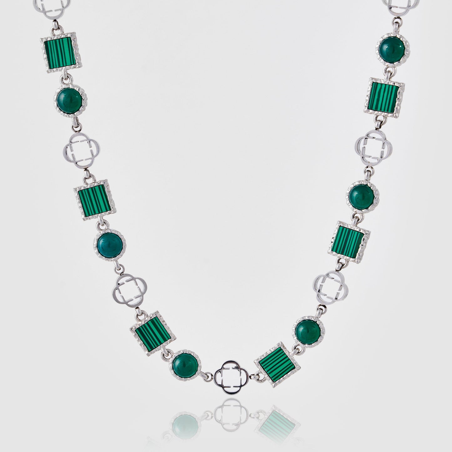 Collana in Pietra Preziosa di Quarzo Verde (Argento)