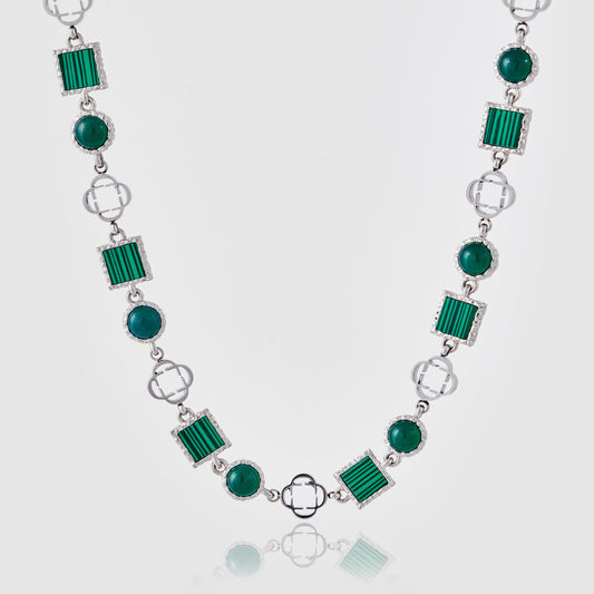 Collana in Pietra Preziosa di Quarzo Verde (Argento)
