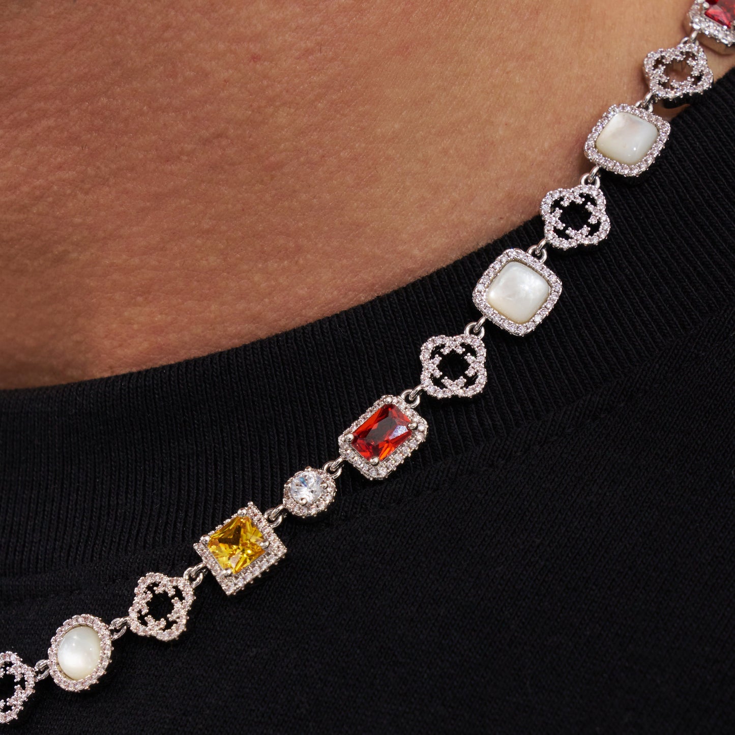 Collana Iced Gemstone (Argento)