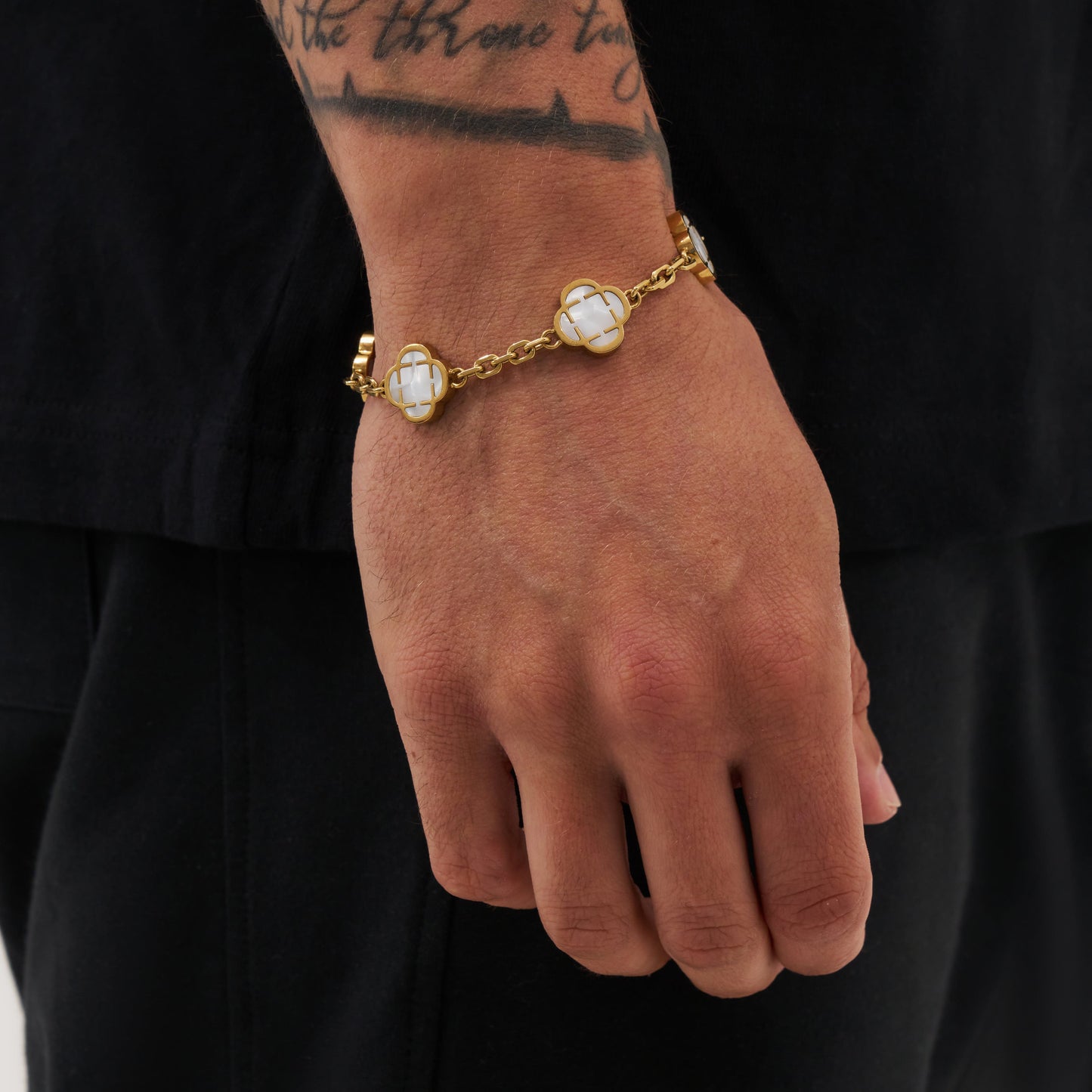 Bracciale in Pietra di Trifoglio Bianco (Oro)