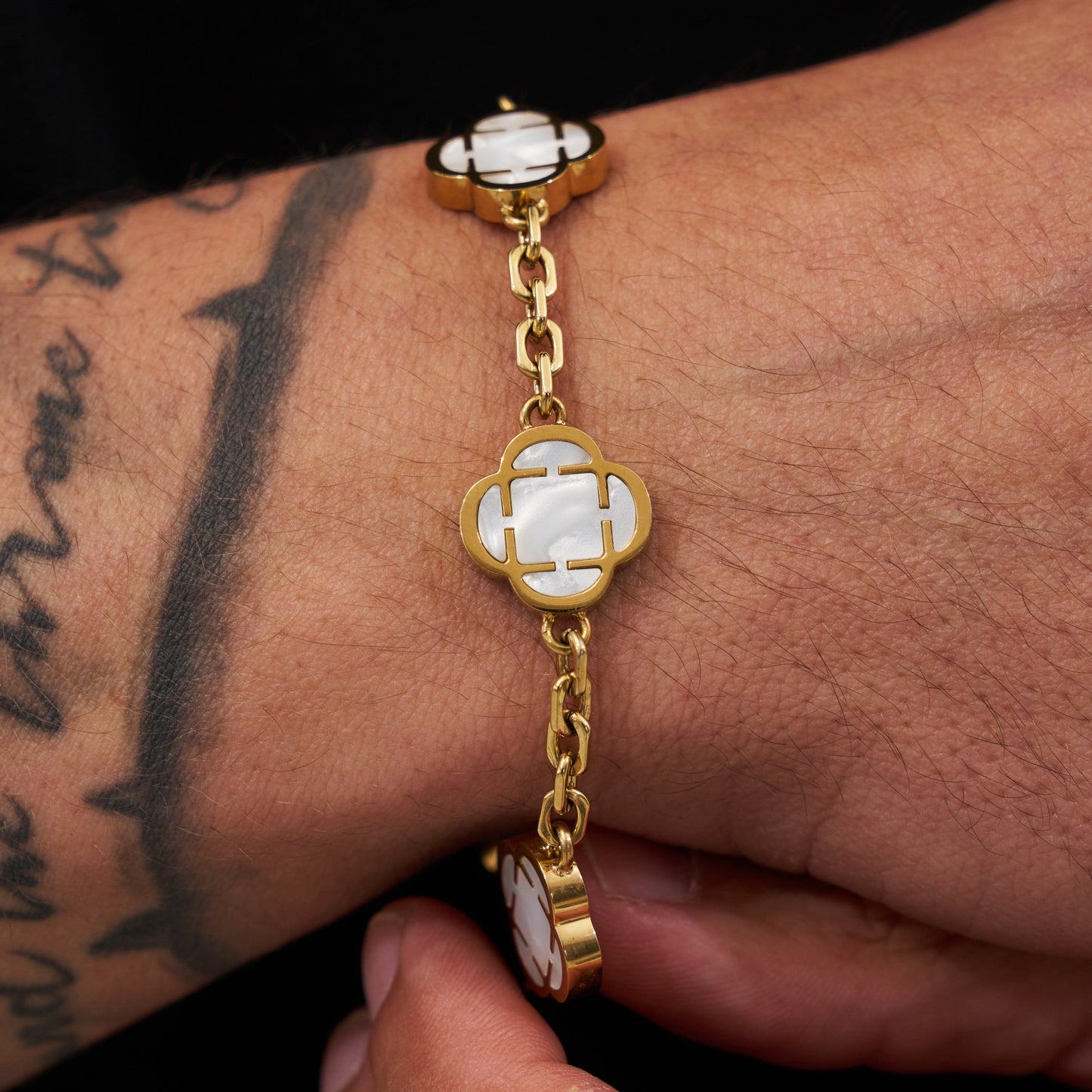 Bracciale in Pietra di Trifoglio Bianco (Oro)