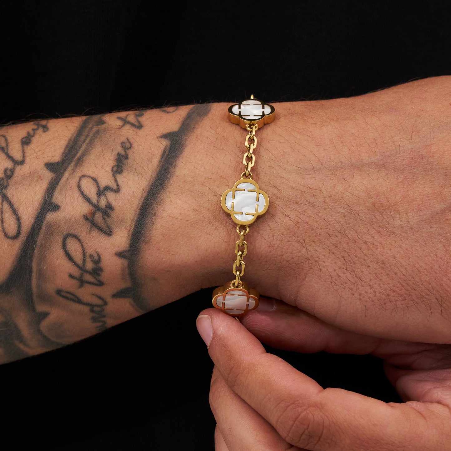 Bracciale in Pietra di Trifoglio Bianco (Oro)