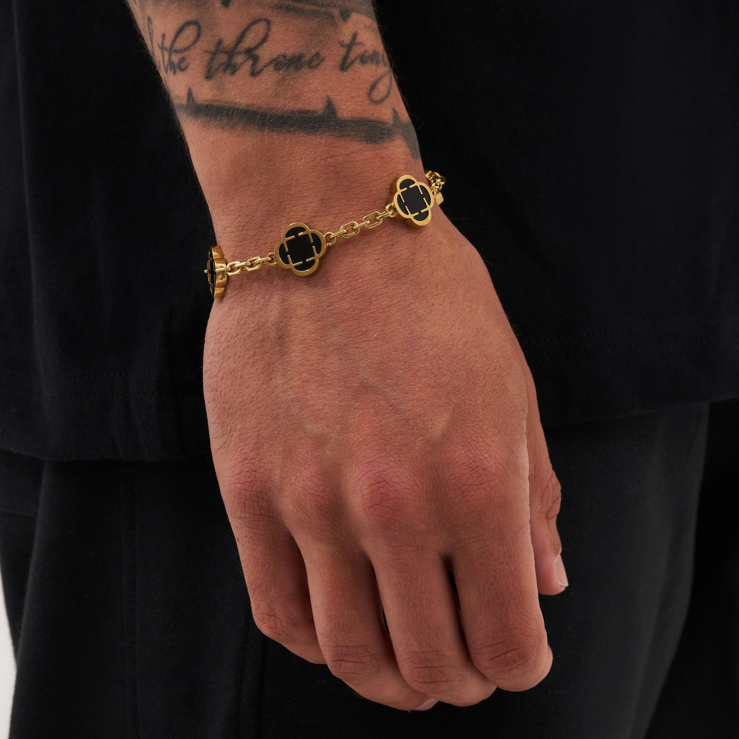 Bracciale in Pietra Onice Clover (Oro)