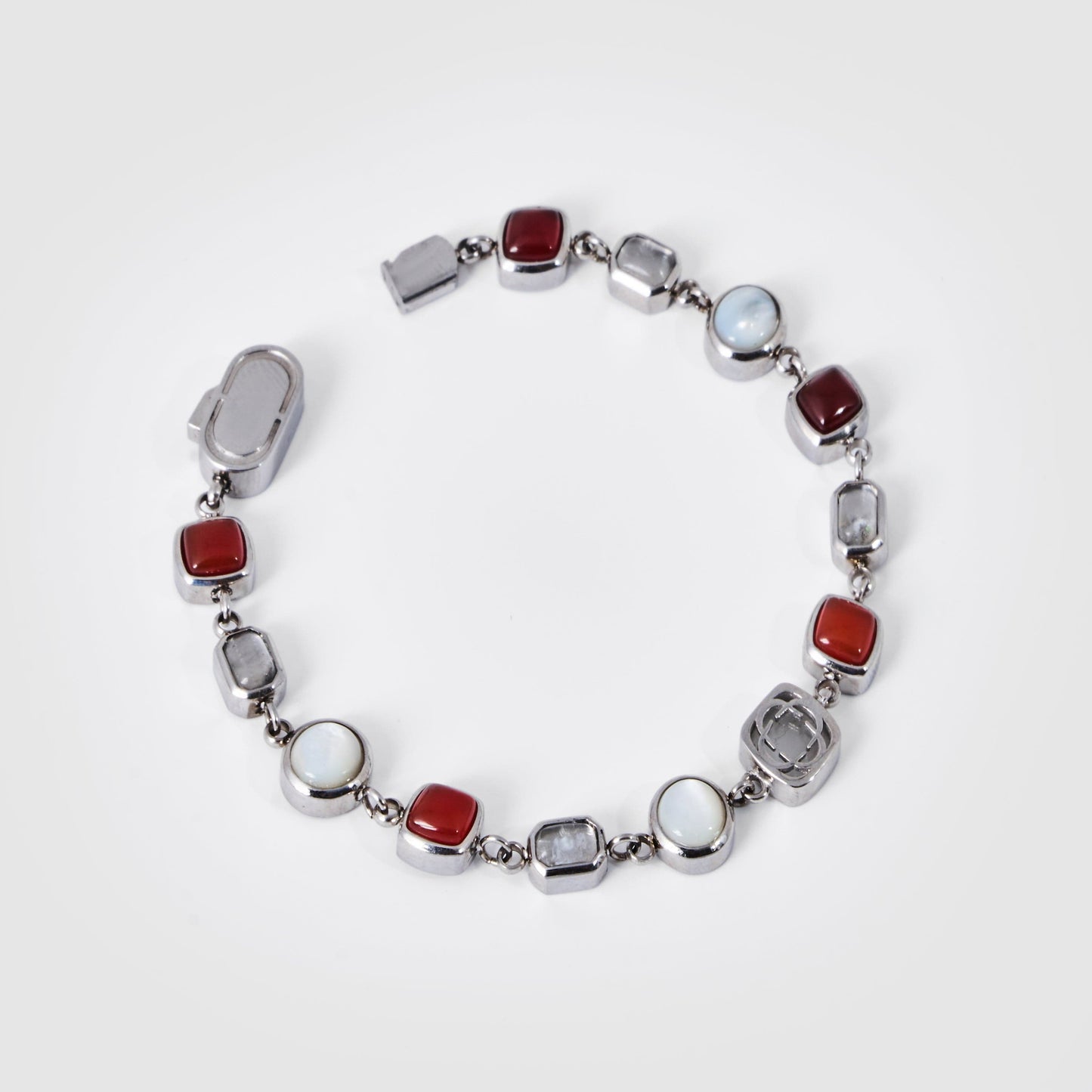 Bracciale in Gemma di Cristallo Rosso (Argento)