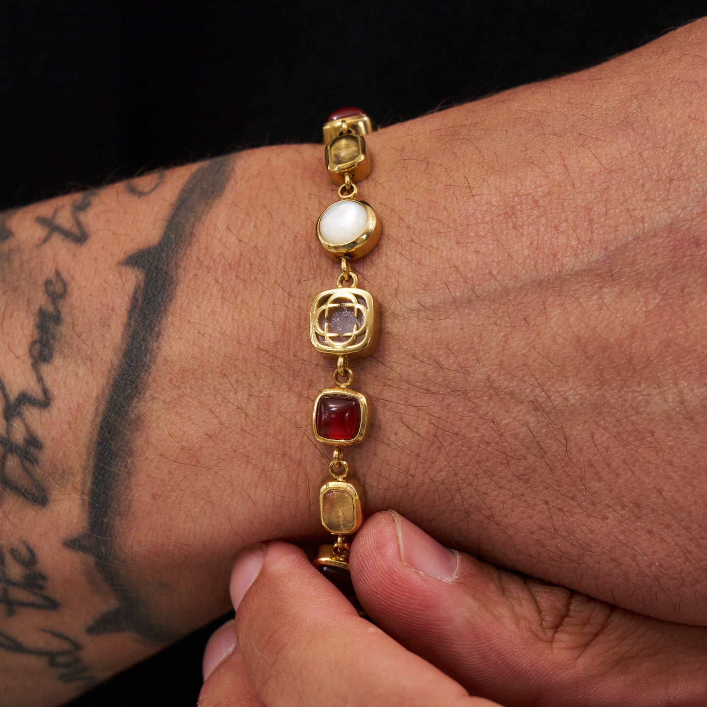 Bracciale in Gemma di Cristallo Rosso (Oro)
