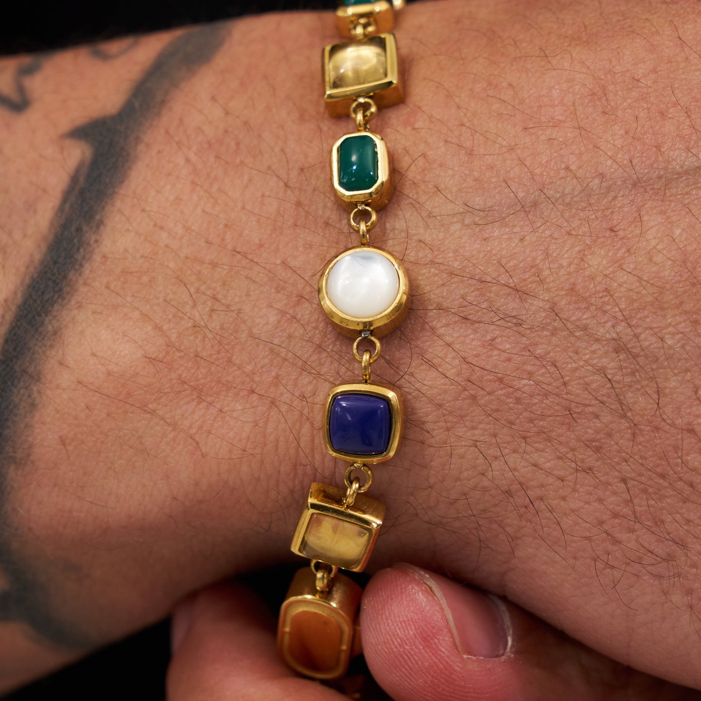 Bracciale in Gemma di Cristallo Blu (Oro)