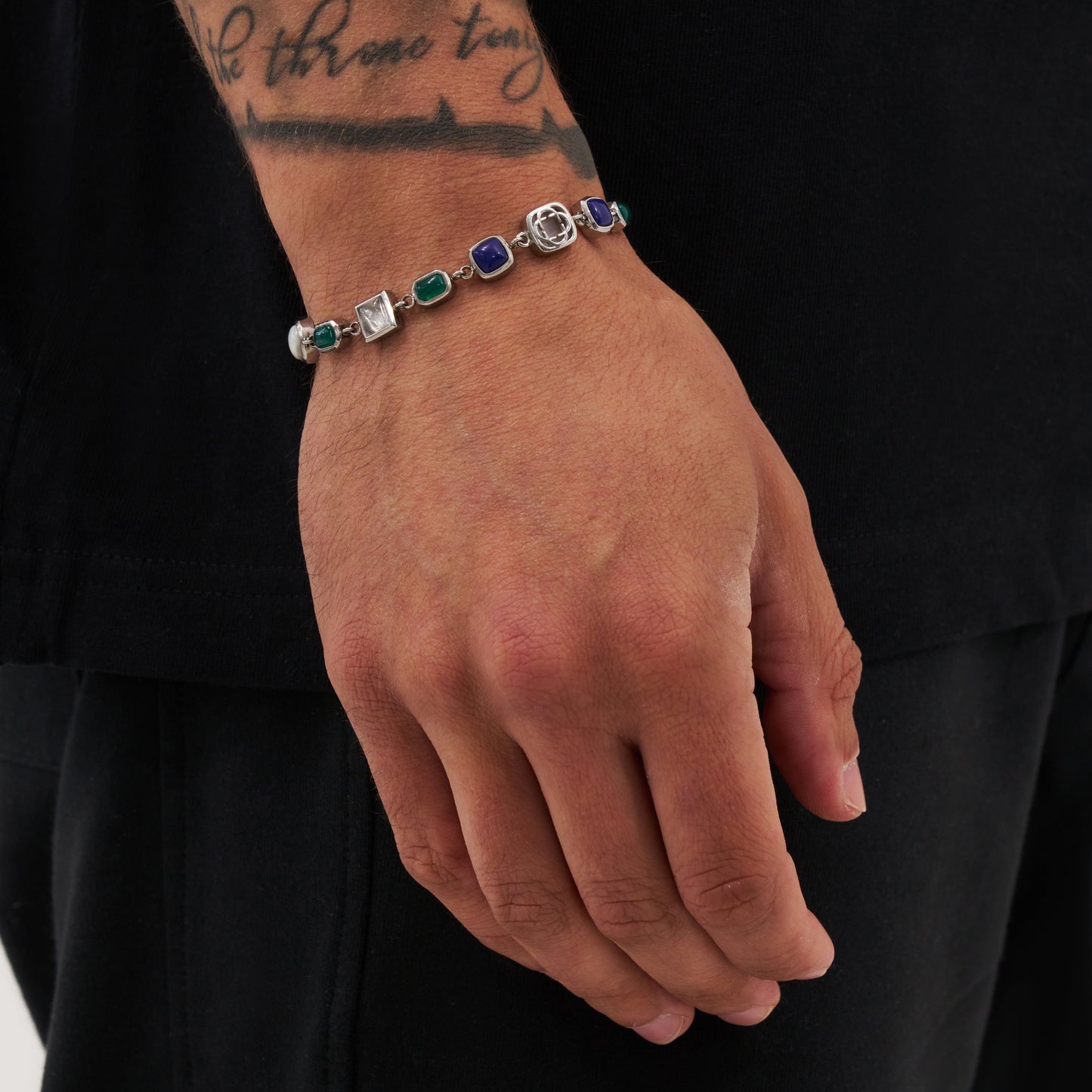 Bracciale in Gemma di Cristallo Blu (Argento)
