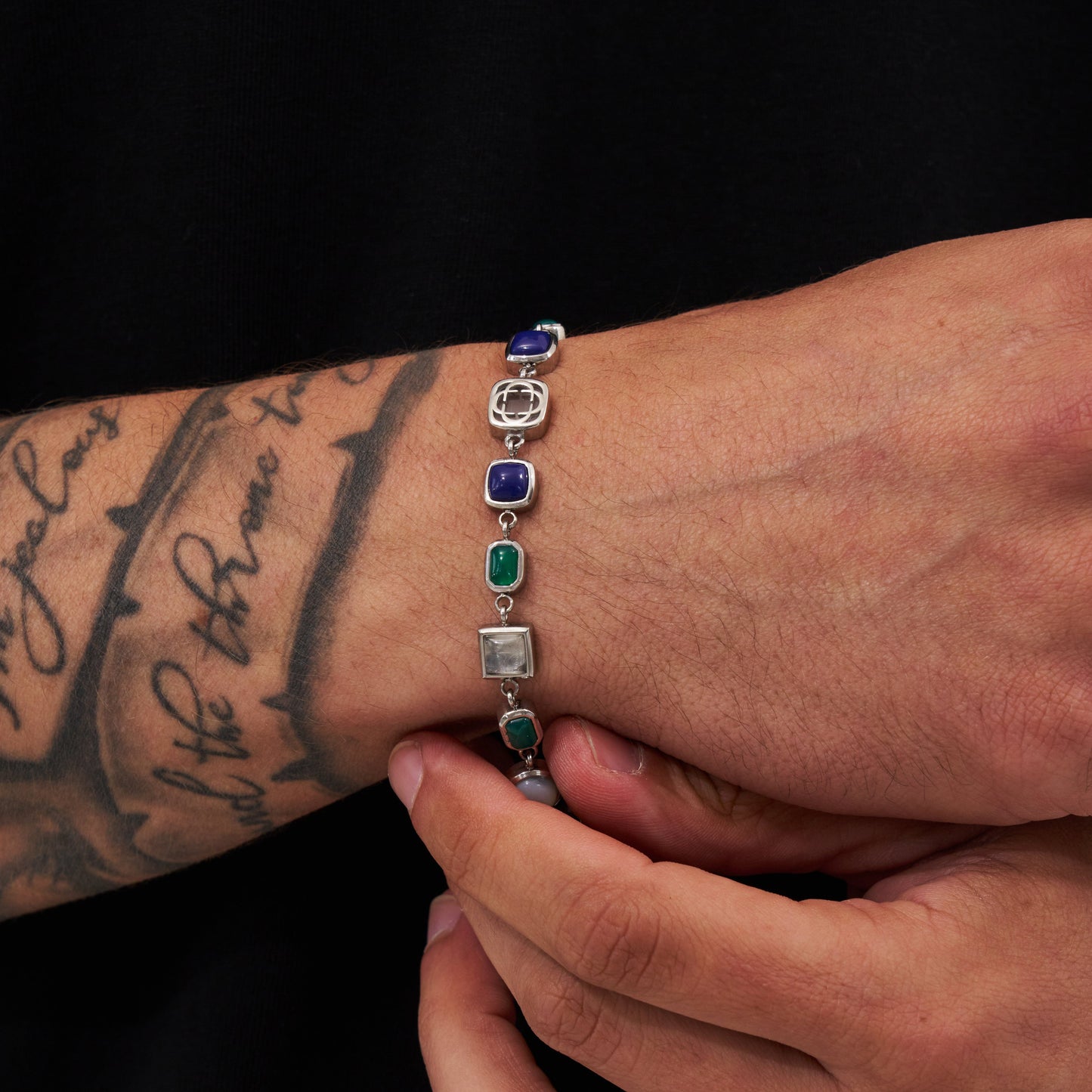 Bracciale in Gemma di Cristallo Blu (Argento)