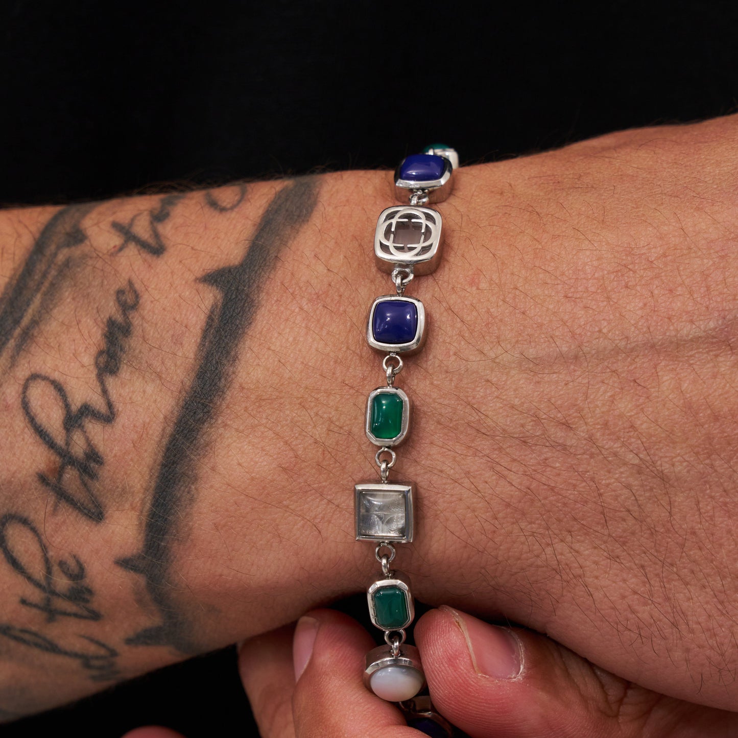 Bracciale in Gemma di Cristallo Blu (Argento)