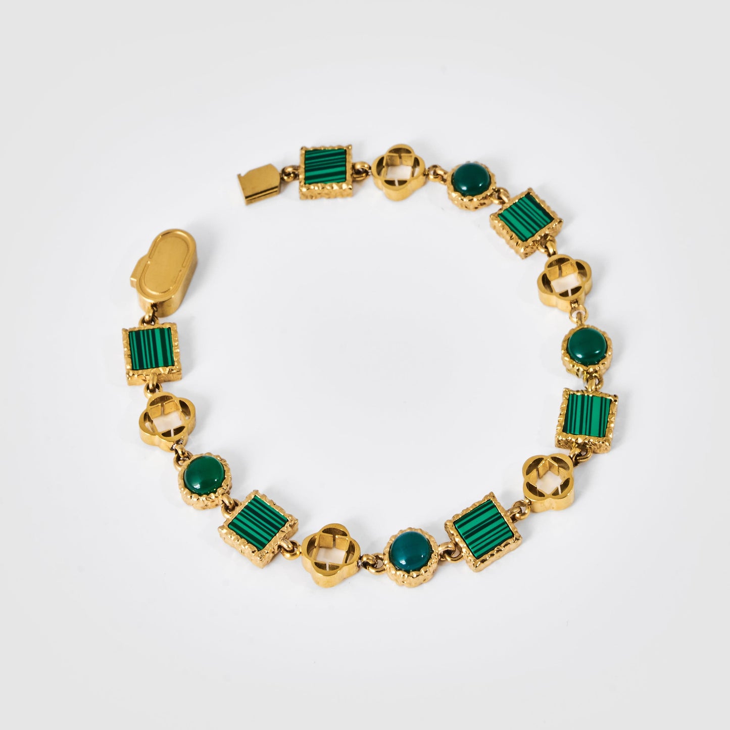 Bracciale in Pietra Preziosa di Quarzo Verde (Oro)