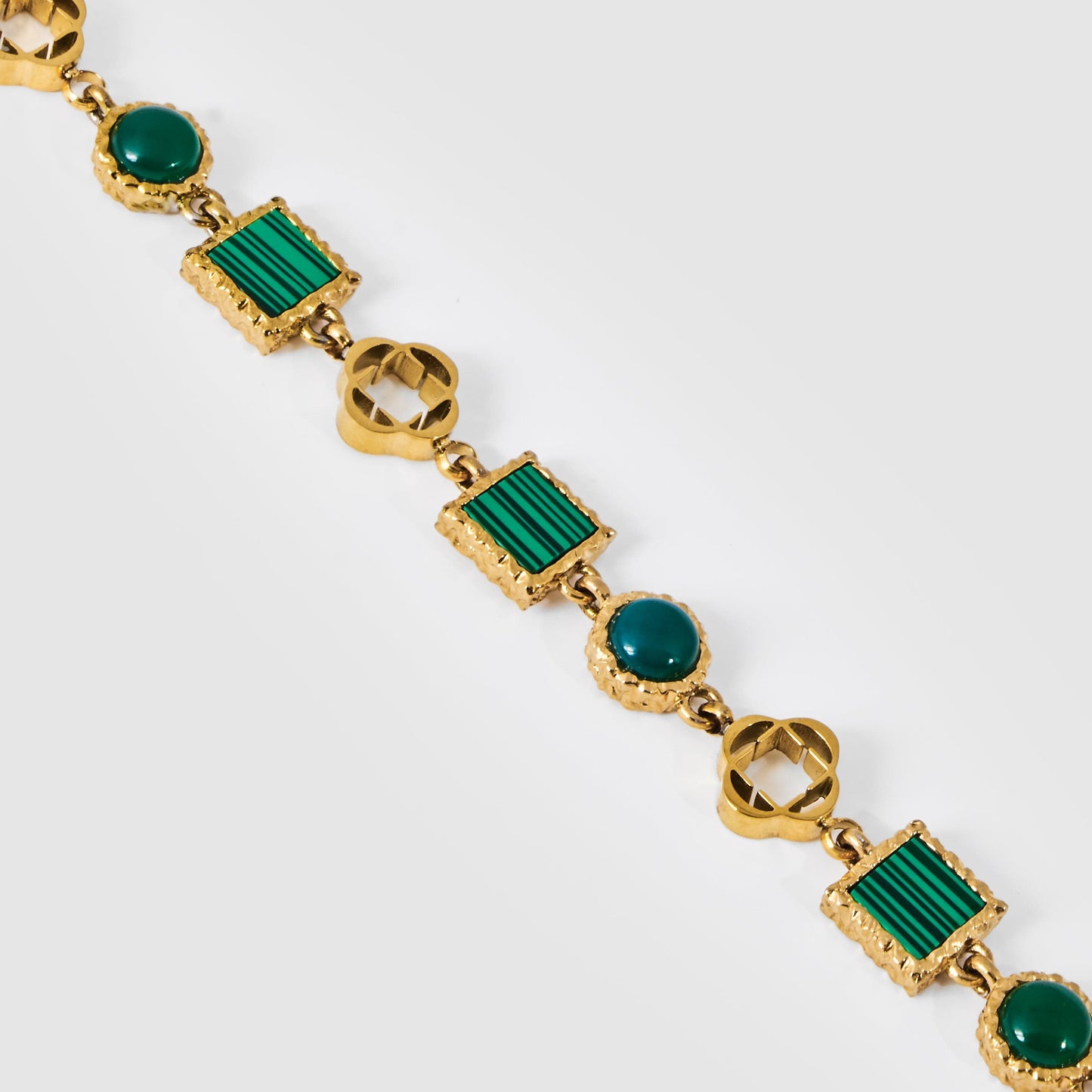 Bracciale in Pietra Preziosa di Quarzo Verde (Oro)