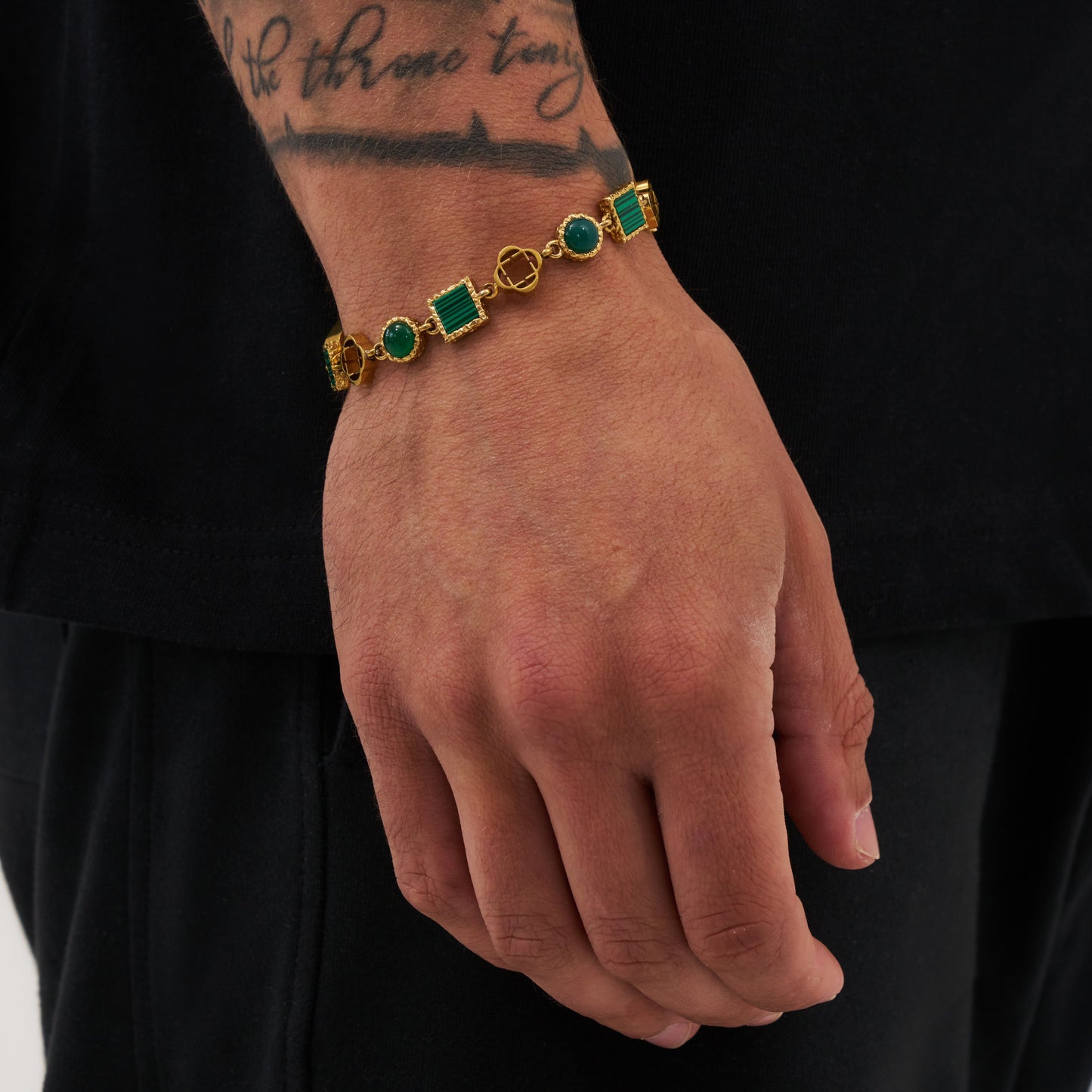 Bracciale in Pietra Preziosa di Quarzo Verde (Oro)